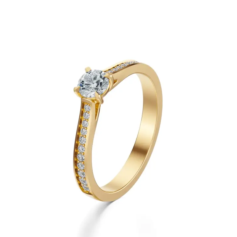 Pierścionek zaręczynowy złoty z diamentami